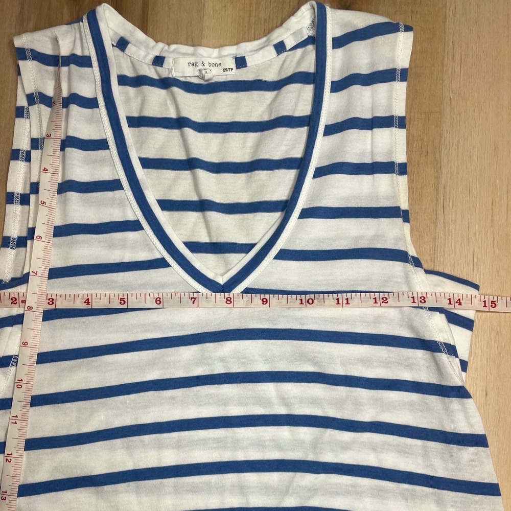 Rag & Bone Blue White Striped Sleeveless‎ V-Neck Maxi Dress XS Lyocell Cotton - Picture 6 of 10